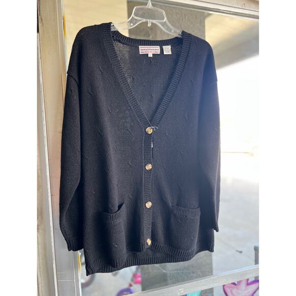 Vintage 1980's black Westbound Cardigan Sweater Size Large - Picture 1 of 4